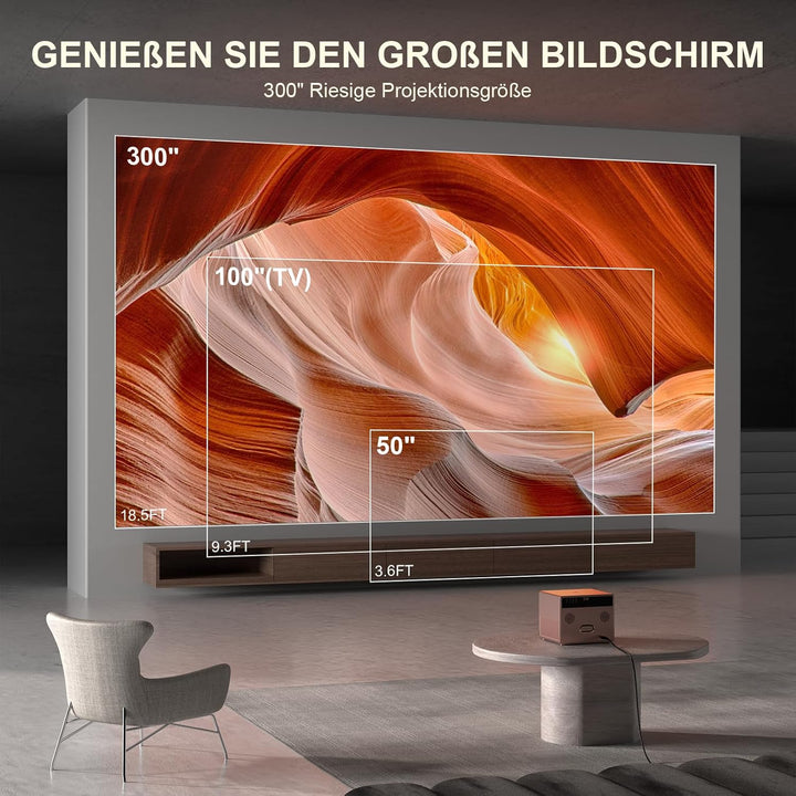[Staubdichtes Design & 2,2 Lautsprecherkanäle] Beamer 4K 25000L Autofokus/Trapezkorrektur, Dualer 36