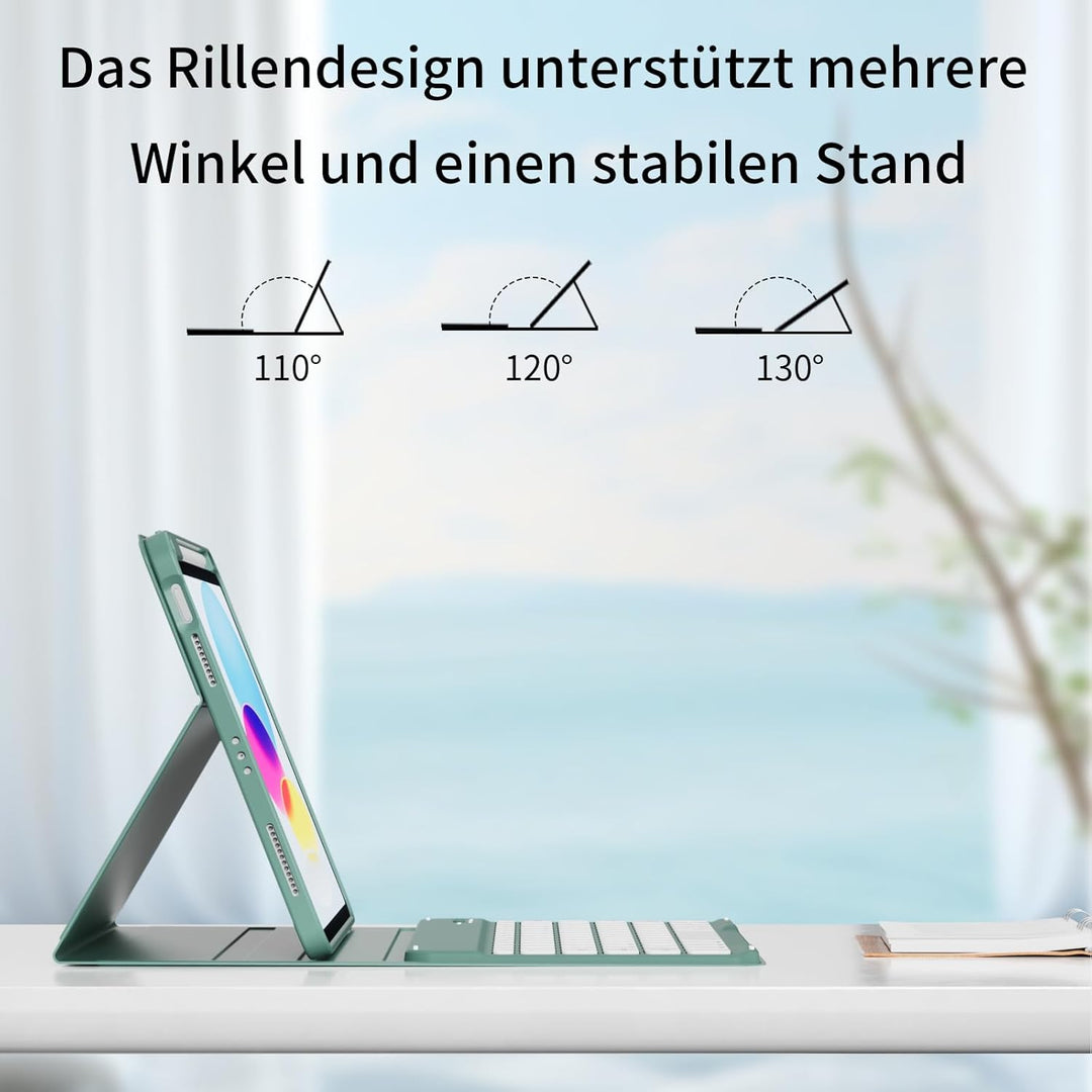 zoyu Tastatur Hülle für iPad A16 11. / 10. Generation (2025/2022, 11/10,9 Zoll), 7-farbige Hintergru
