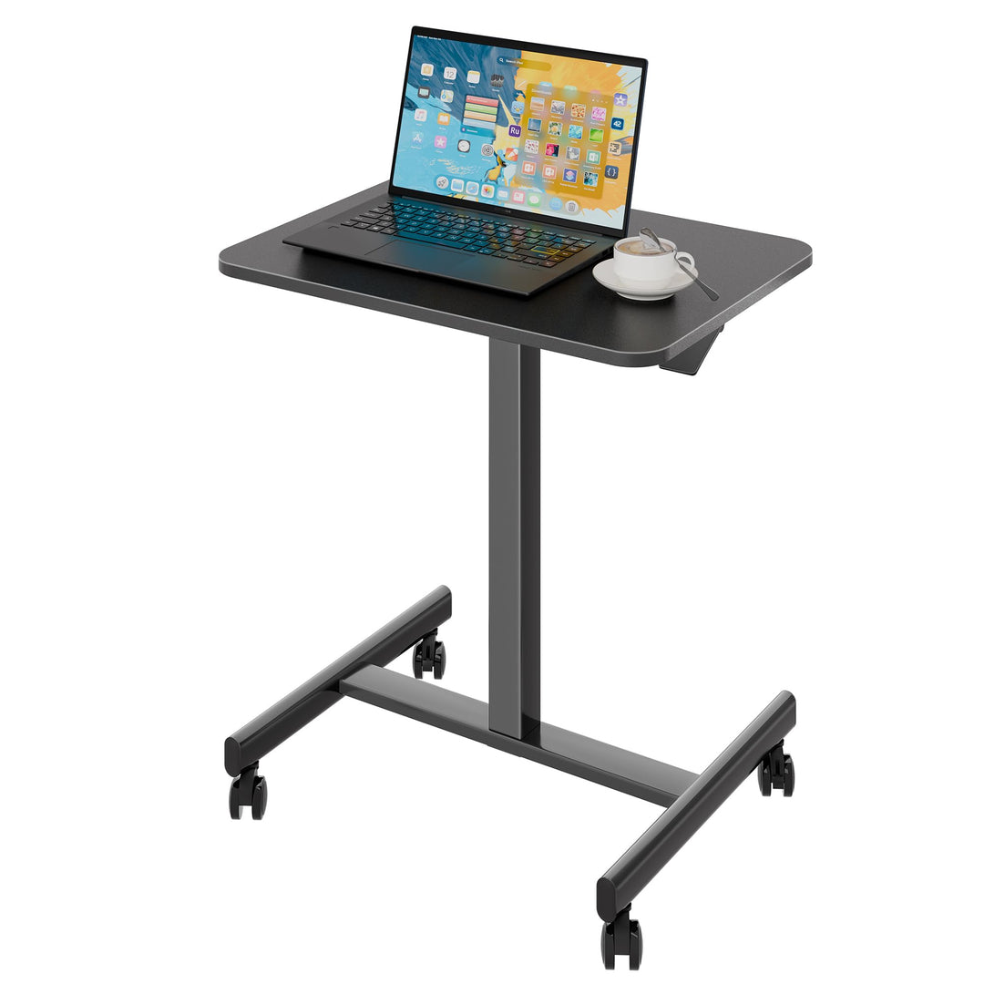 BONTEC mobiler Schreibtisch 65×48cm, Computertisch pneumatisch höhenverstellbar 72–109,5cm, Laptopti