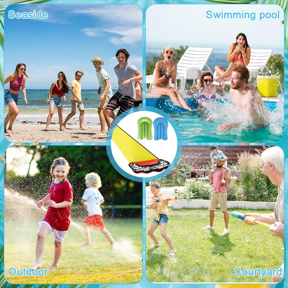 15.8 ft/480 Wasserrutsche Garten für Kinder, Wasserrutschmatte mit 2 Bodyboards, Rasenwasserrutschen