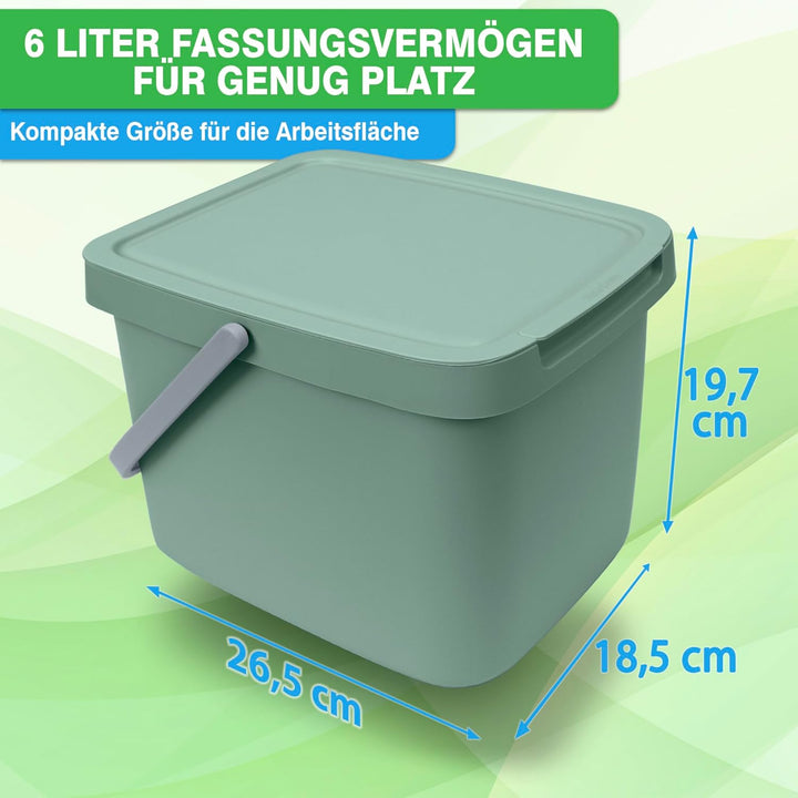 YourCasa 2 Stück Bio-Abfallbehälter für die Küche - 6 Liter Kompostkorb für den täglichen Gebrauch B