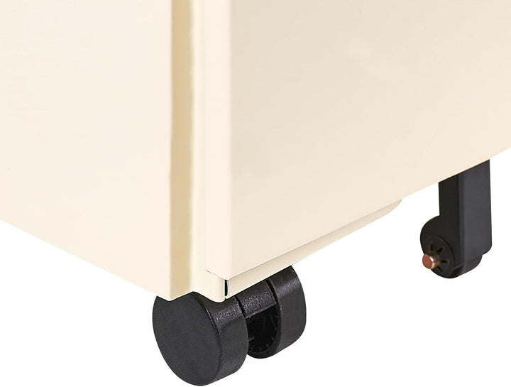 Aktenschrank Metall 3 Schubladen Hellbeige rollbar abschliessbar Büroschrank Bolsena
