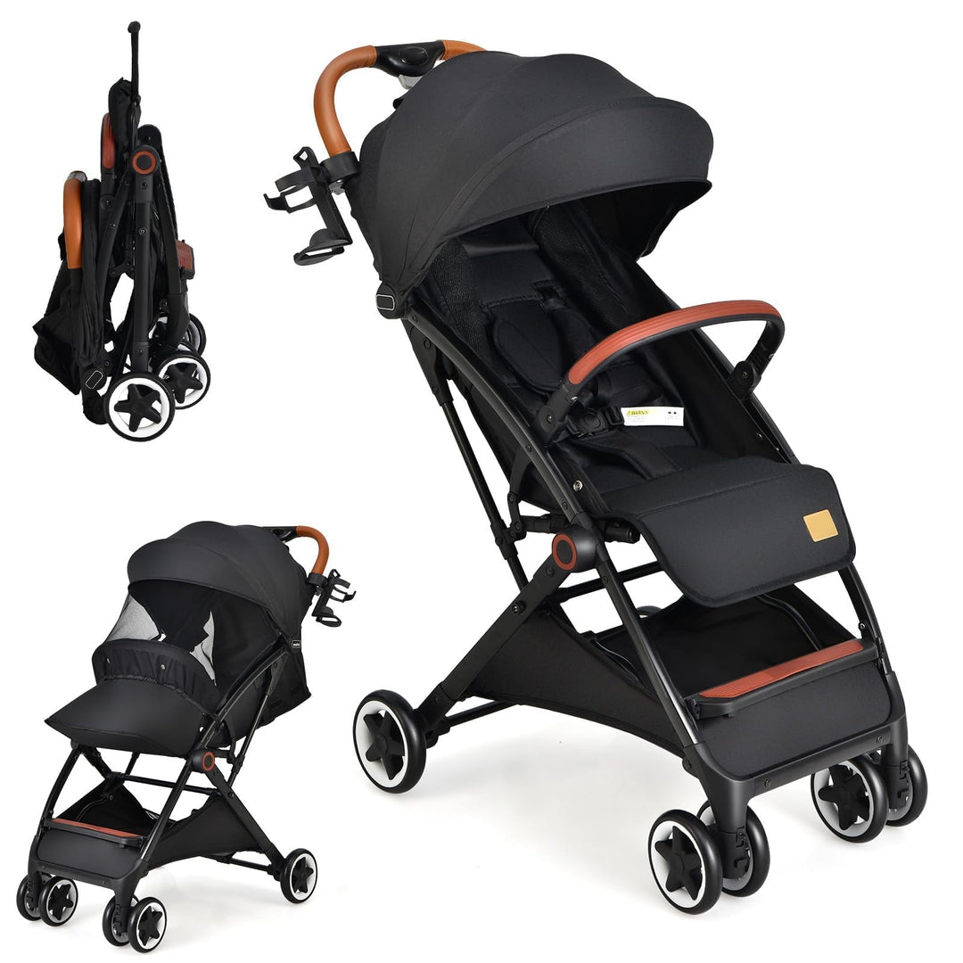 COSTWAY Kinderwagen klappbar, Reisebuggy mit Liegefunktion, Kinderbuggy mit verstellbarem Rückenlehn