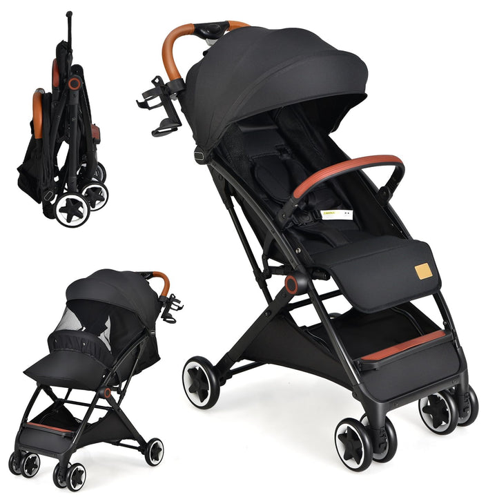 COSTWAY Kinderwagen klappbar, Reisebuggy mit Liegefunktion, Kinderbuggy mit verstellbarem Rückenlehn