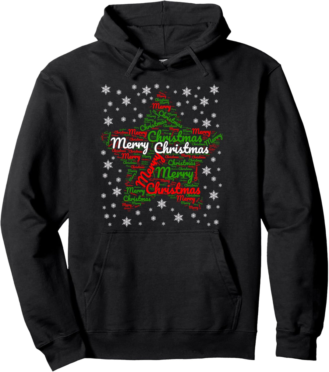 Frohe Weihnachten Merry Christmas Wordart Pullover Hoodie