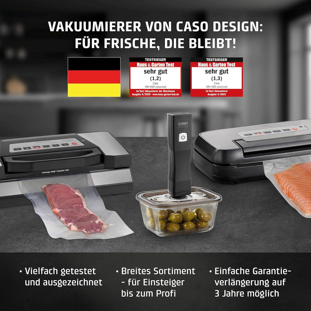 CASO Vacu OneTouch Pro Set - kabelloser Handvakuumierer mit umfangreichem Zubehör, Vakuumiergerät mi