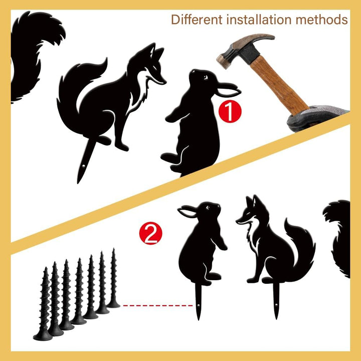 SUPERDANT 4 STK Metall Tiere Gartendekoration Gartenornament Draussen Schwarze Gartenstecker Aussend