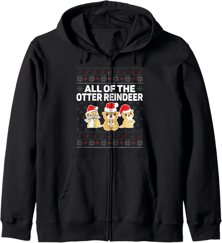 All Of The Otter Reeinder Ugly Christmas Gym Santa Kapuzenjacke