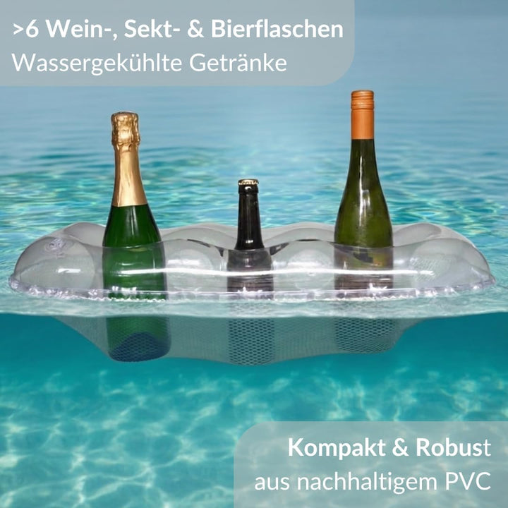 Bierboot schwimmender Getränkekühler – Aufblasbarer Getränkehalter mit 6 Haltern für SUP, Schlauchbo