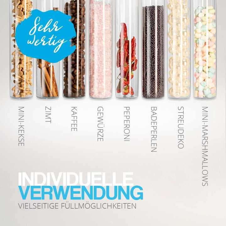 Tuuters 25 Stück Glas Gewürzgläser mit Korken Verschluss (120 x Ø30mm) | Kleine Glasfläschchen mit N