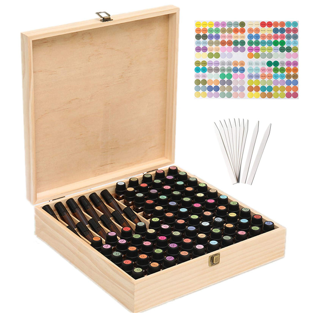 RoseFlower Bambus Ätherisches Öl Organisator Behälter Duftöle Display Ständer, 85 Löcher Aufbewahrun