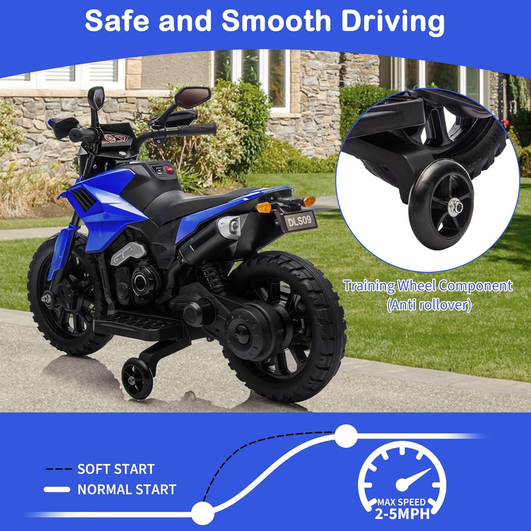 6V Elektro Motorrad Kinder, Kindermotorrad Mit 3 Geschwindigkeiten, Stützrädern, Max 6 Km/h, Bis Zu
