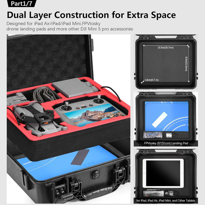 FPVtosky Hartschalen-Zubehör-Set für DJI Mini 5 Pro, Drohnenzubehör-Kit enthält Dual Layer Case, RC2