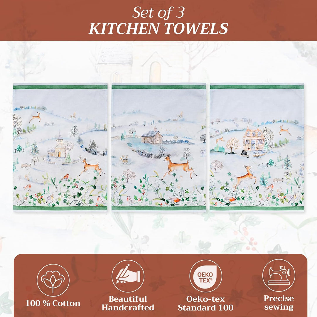 Maison d'Hermine Küchenhandtücher 3er-Set 100% Baumwolle 70 cm x 50 cm Wiederverwendbare Geschirrtüc