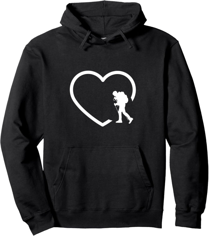Wandern Design mit Bergen und einem Wanderer Pullover Hoodie