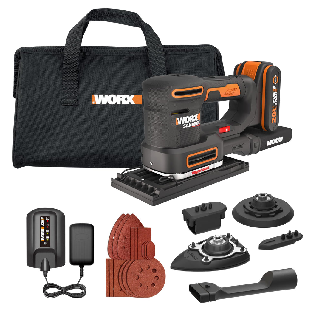 WORX 18V(20V MAX) Akku Multischleifer 5-in-1 Schleifmaschine Schlichtschleifer Schwingschleifer Deta