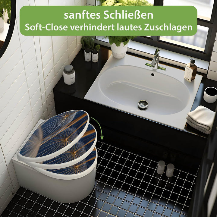 banjado Toilettendeckel mit Absenkautomatik 44,5x37cm - Soft Close Toilettensitz - WC Sitz mit Absen