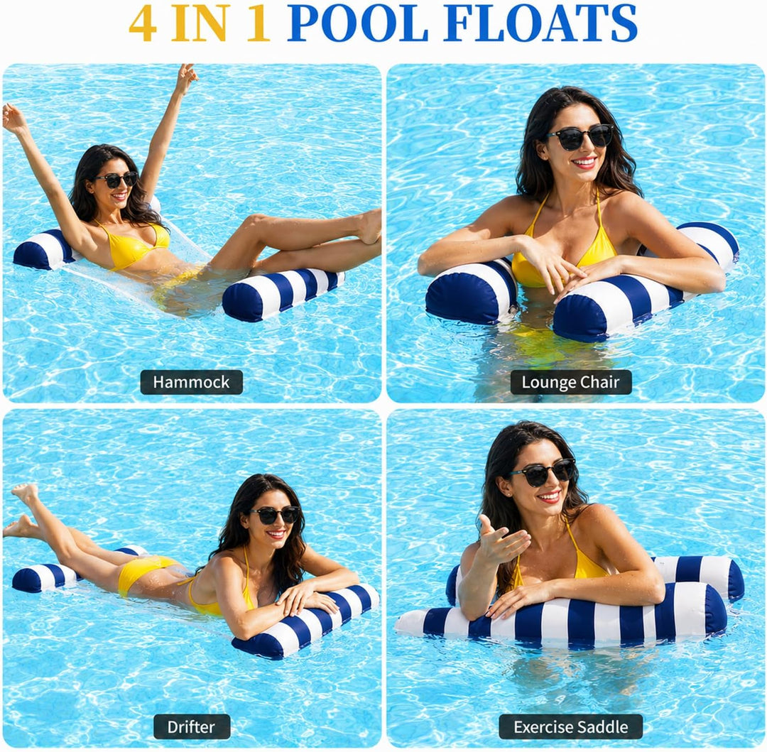 2er-Pack Luftmatratze Pool für Erwachsene, Premium Luftmatratze Wasser mit Handluftpumpe, 4-in-1 was