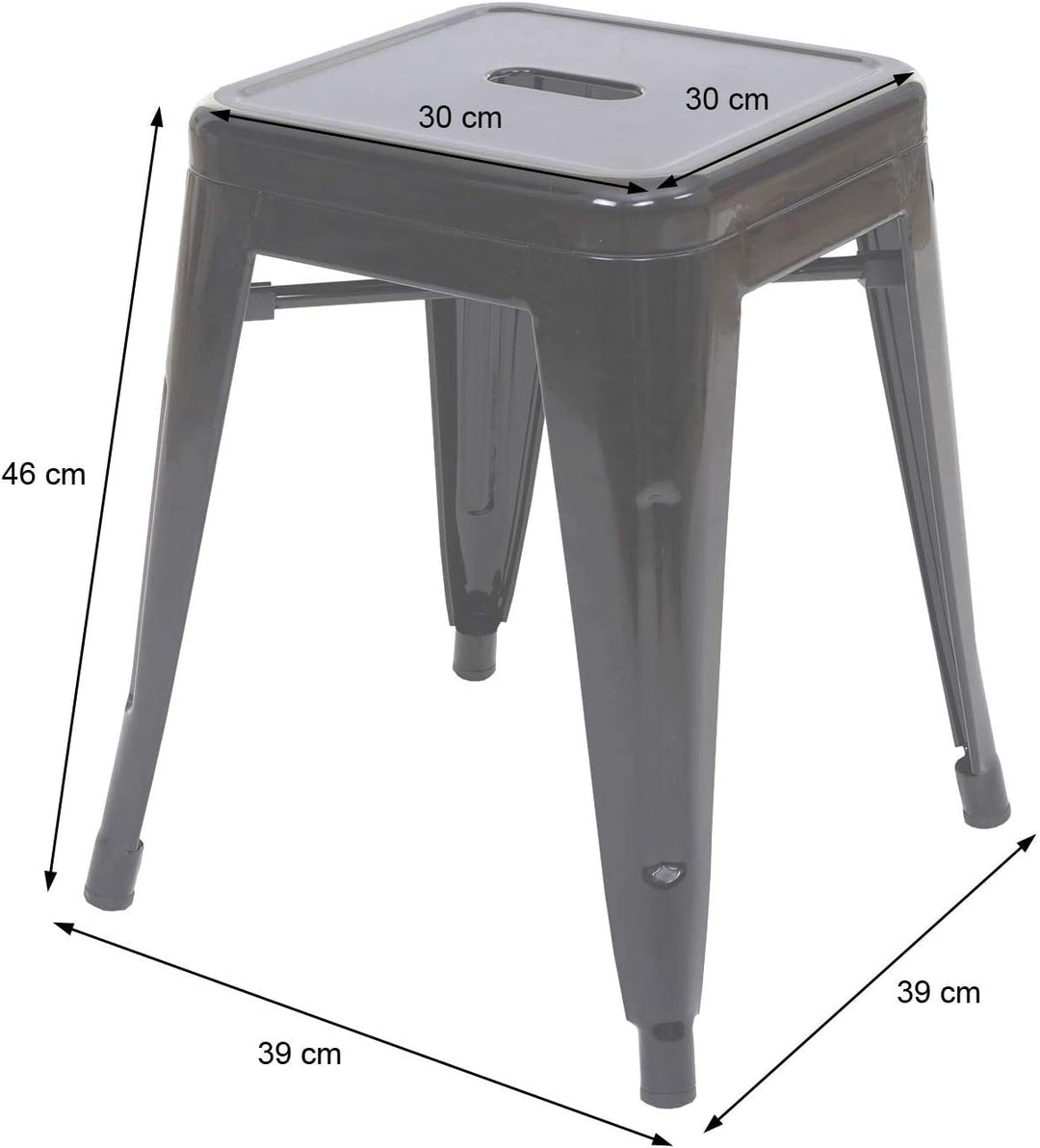 4er-Set Hocker HWC-A73, Metallhocker Sitzhocker, Metall Industriedesign stapelbar - rot