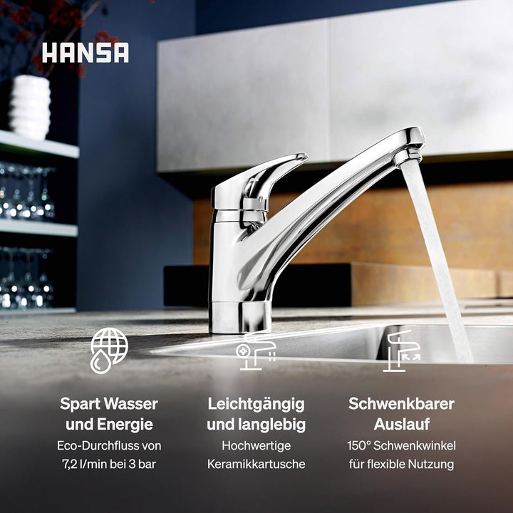 Hansa 01142283 Hansamix Spültisch-Einhand-Einlochbatterie, Chrom