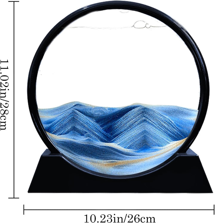 Aoderun Sandbilder Zum Drehen 3D Sanduhr Büro Deko Sand Rundes Glas Fliessender Sand Rahmen Beweglic