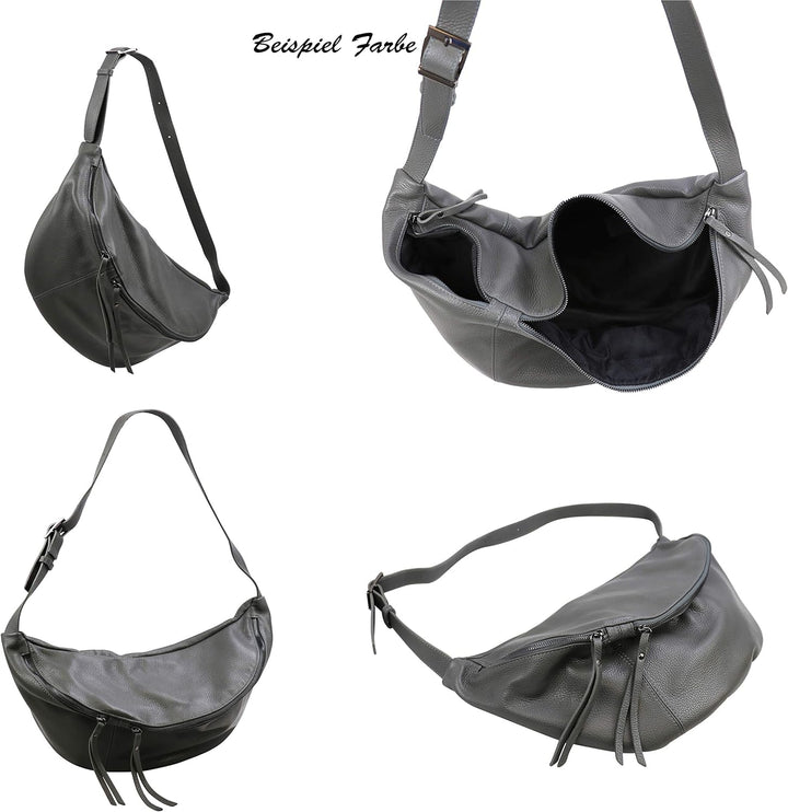 SH Leder echt Leder Damen Unisex Brusttasche für Festival Reise Gross Hüfttasche Crossbody Bag Fraue