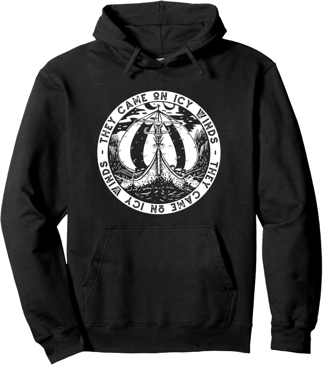 Wikinger-Langschiff-Kunstwerk für einen Wikinger-Krieger Pullover Hoodie