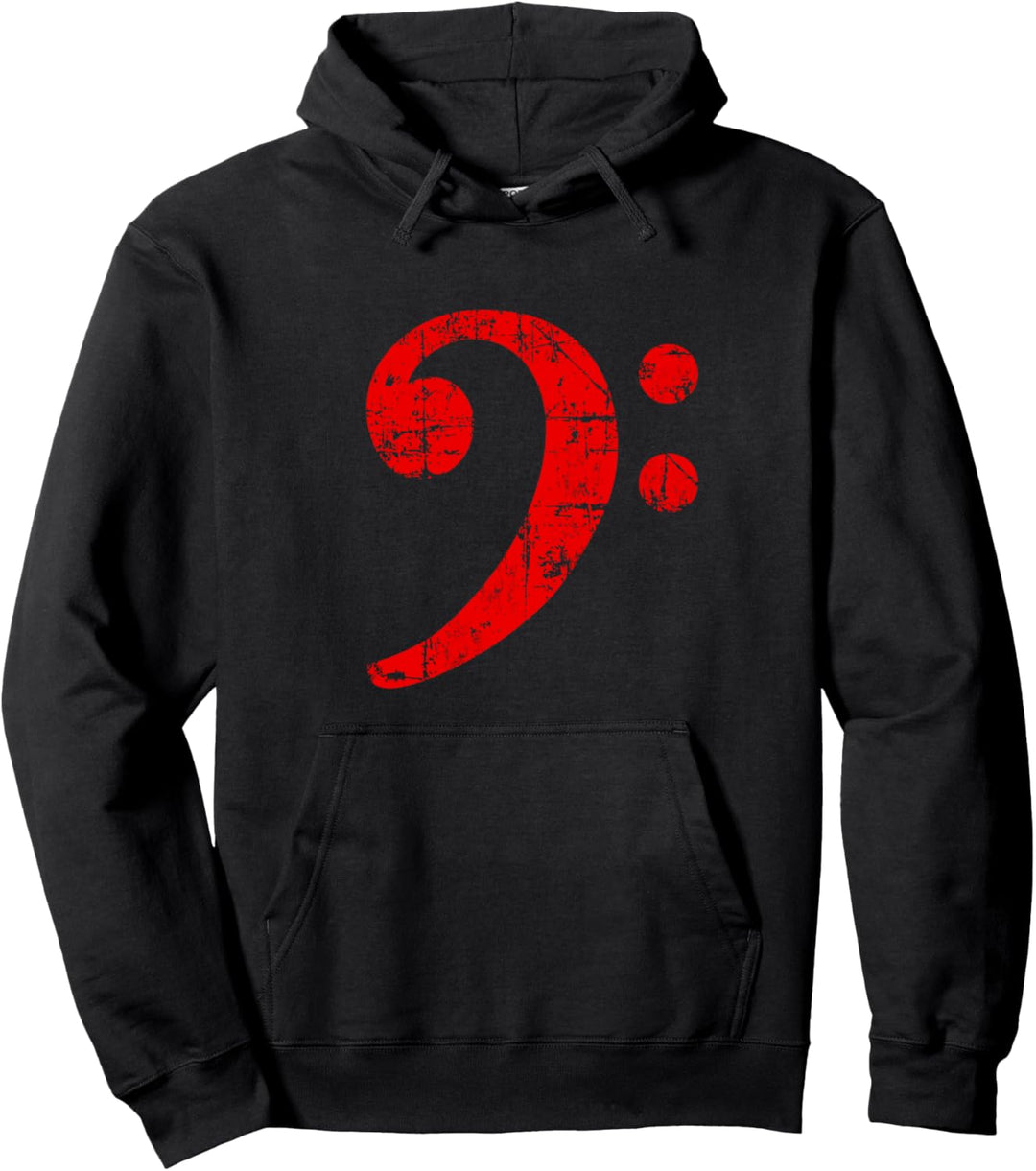 Bass Schlüssel (Vintage Rot) Bassist Bassisten Pullover Hoodie