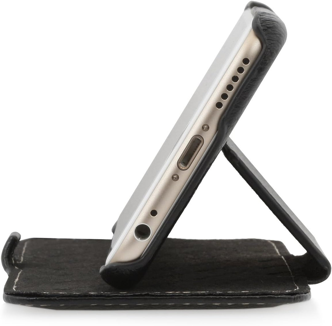 STILGUT Leder-Hülle kompatibel mit iPhone 6 Book Type mit Standfunktion, schwarz, Schwarz