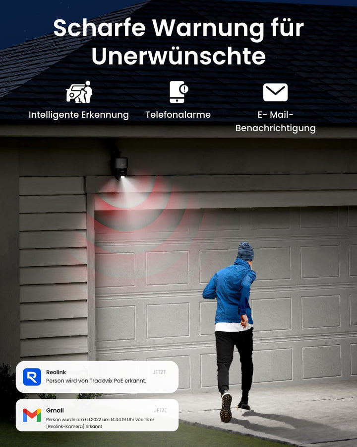 Reolink 4K 8MP PTZ PoE Überwachungskamera Aussen mit Dual-Objektiv, 6X Hybridzoom, 355°/90° Schwenkb