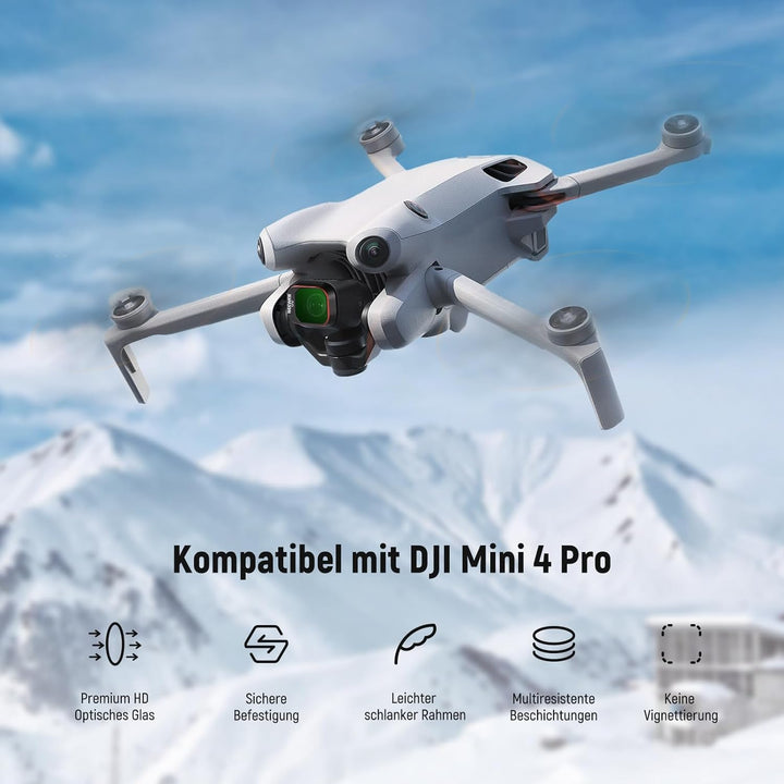 NEEWER Variable ND Filter Set kompatibel mit DJI Mini 4 Pro, 4er Pack ND2-ND32 (1-5 Blendenstufen)/N