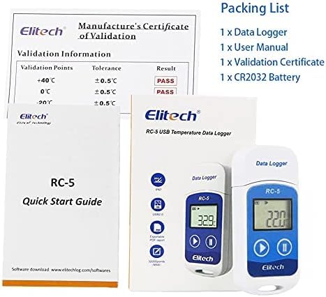 Elitech RC-5 Temperatur Datenlogger Mini USB Temp Rekorder Interner Sensor PDF&CSV-Berichte Hohe Gen