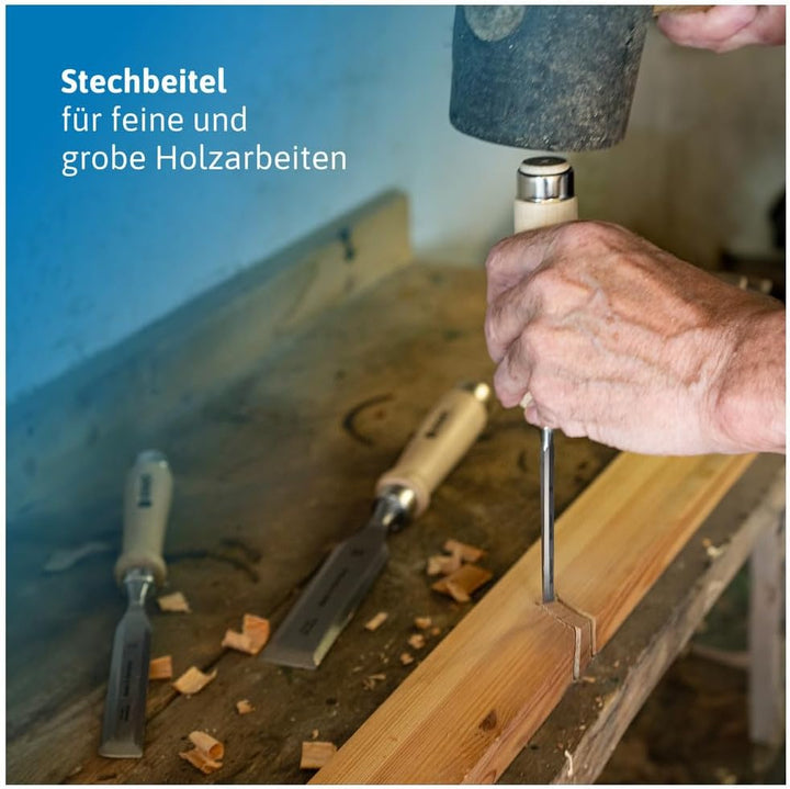 Dönges Stechbeitel 6 mm, mit Holzheft aus Weissbuche, mit Seitenfase | Made in Germany | Stecheisen
