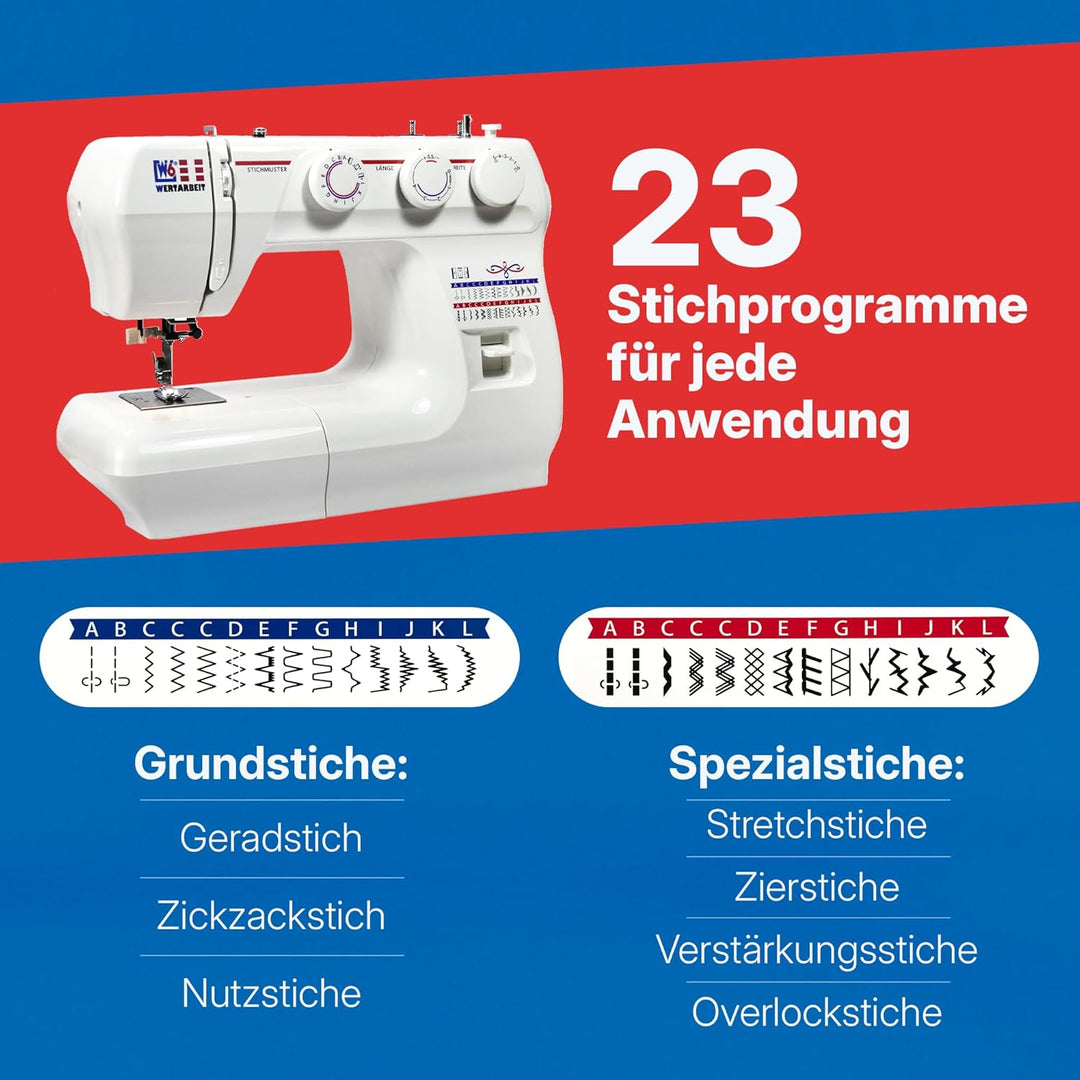 W6 WERTARBEIT N 1235/61 Nähmaschine (Freiarm Super Nutzstich-Nähmaschine (29 Programme)) weiss Stand