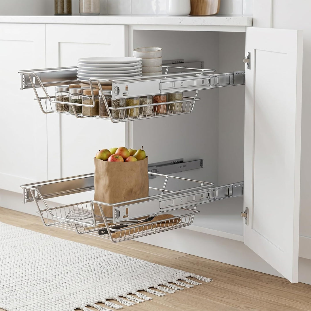 4 Stück Küchenschublade Küchen Regal Teleskopschublade Schlafzimmerschublade Schrankauszug Organizer