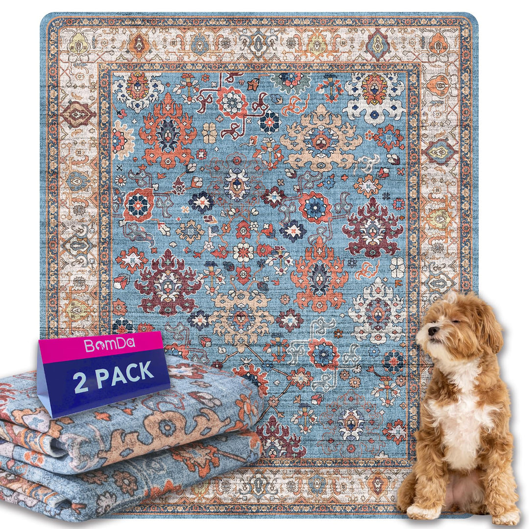 Waschbar Haustier-Urinunterlage, 2 Pack Wiederverwendbare Welpenunterlagen Matte für Hunde (Pattern