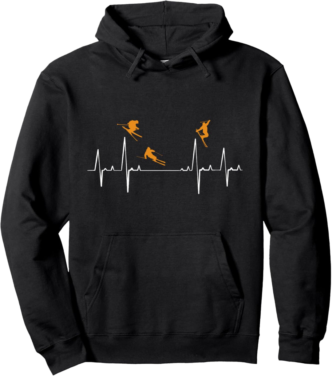 Skifahrer Wintersport Schnee Berge Stunt Ski Herzschlag Pullover Hoodie