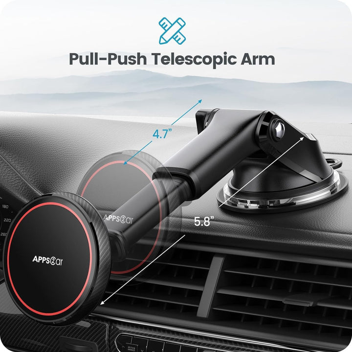 APPS2Car Handyhalterung Auto Magsafe, Scheibe Saugnapf Armaturenbrett Magnetische iPhone Halterung A