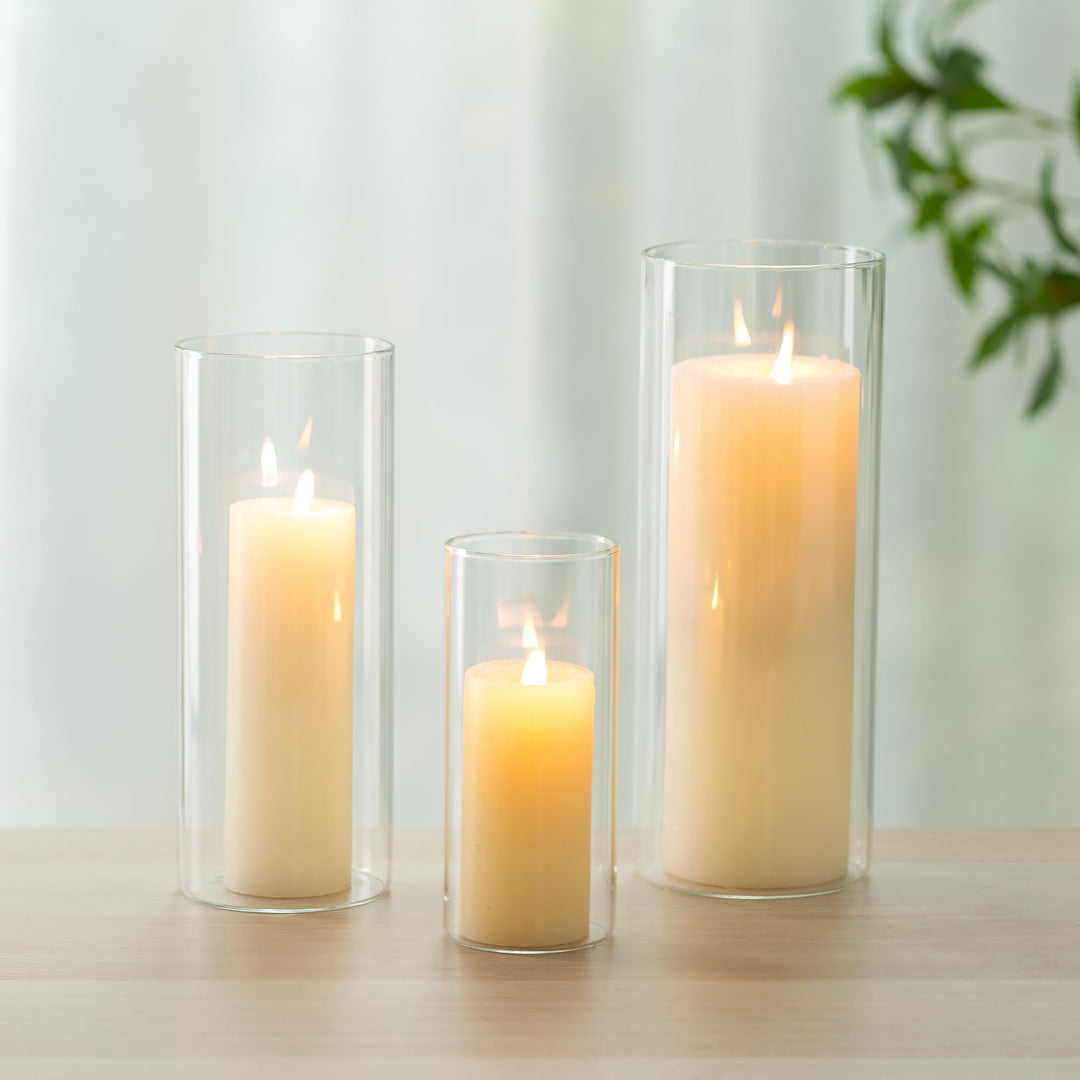 Windlicht Glas Kerzenhalter Kerzenständer Glaszylinder：Romadedi 3er Set Windlichter Für Kerzen Stump