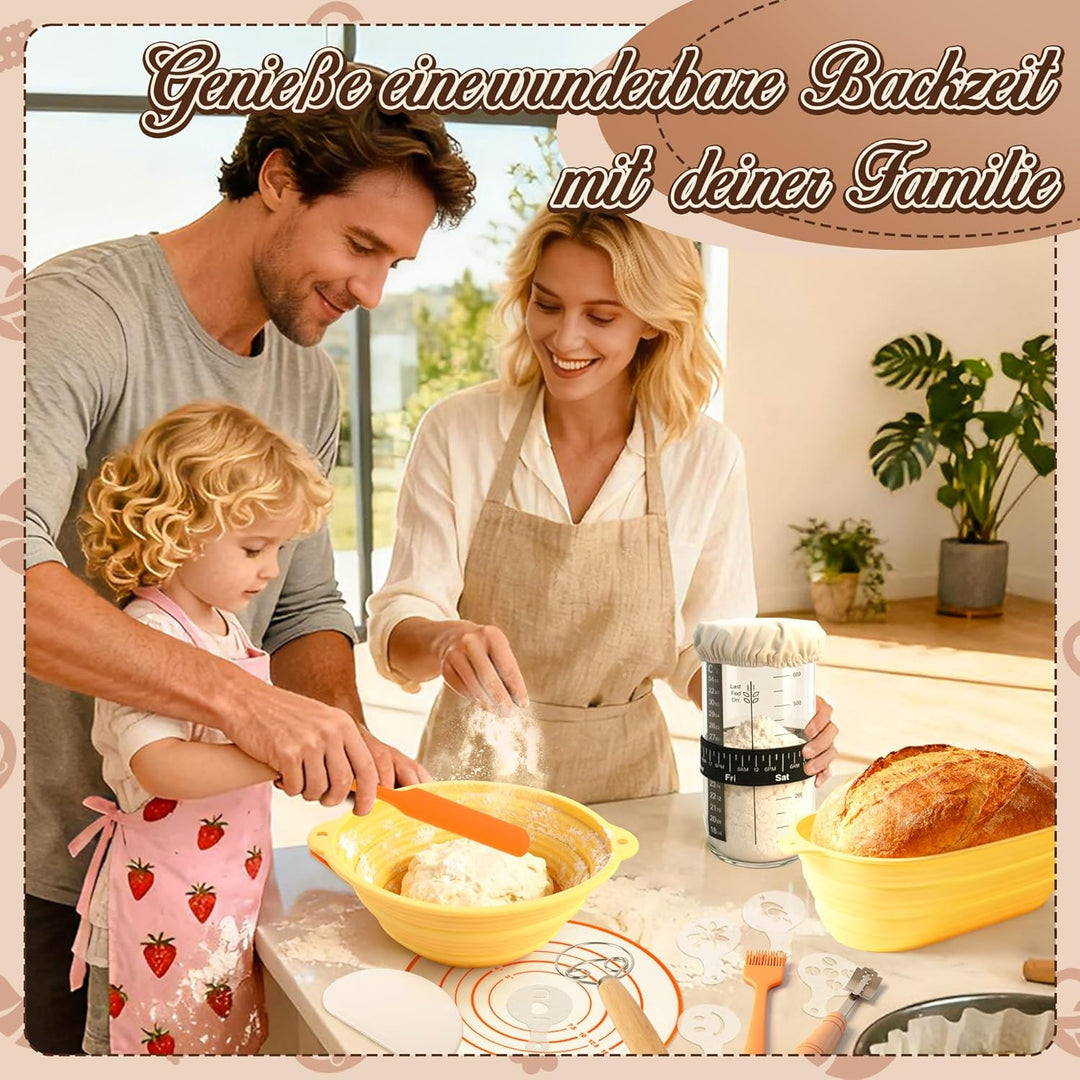 Gärkörbe für Brot, Gärkörbchen Sauerteig Set, 2 Silikon Gärkörbchen zum Brotbacken, Kit Brotbackzube