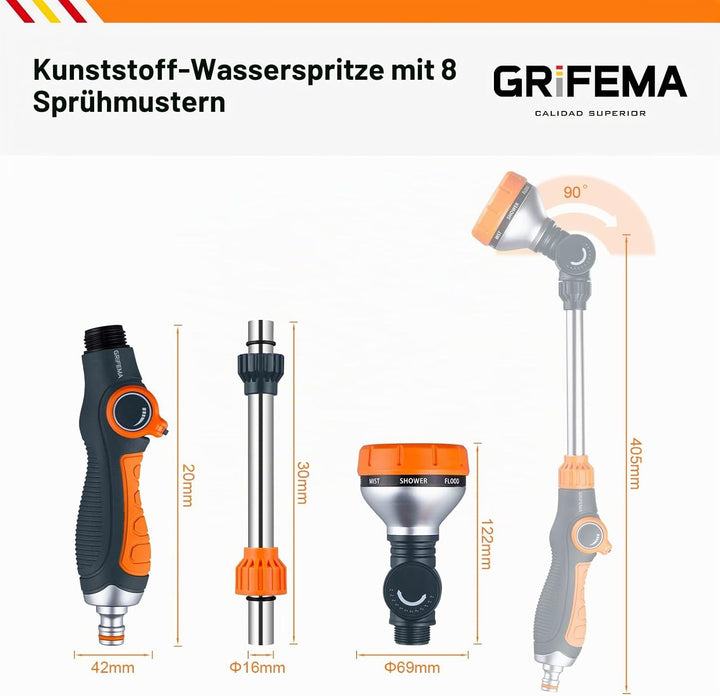 GRIFEMA Blumenampel-Giessstab, 8 Sprühbilder Garten Schlauch Bewässerung Zauberstab, 40.5cm Lang, St