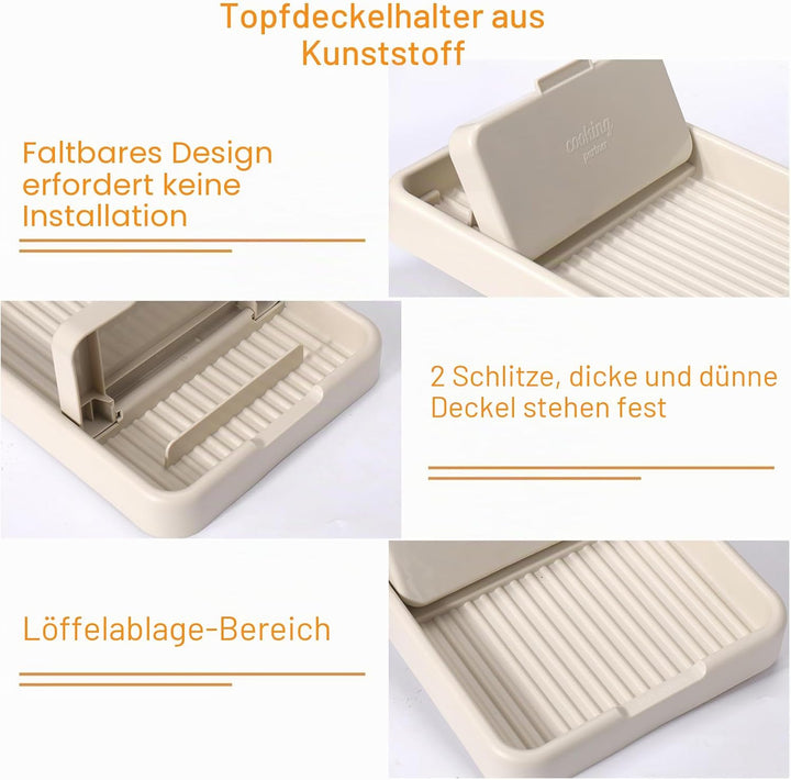 AIERSA Löffelablage mit Deckelhalter für Herdplatte (1 Pack), Spatel, Schöpflöffel, Topfdeckel, Uten