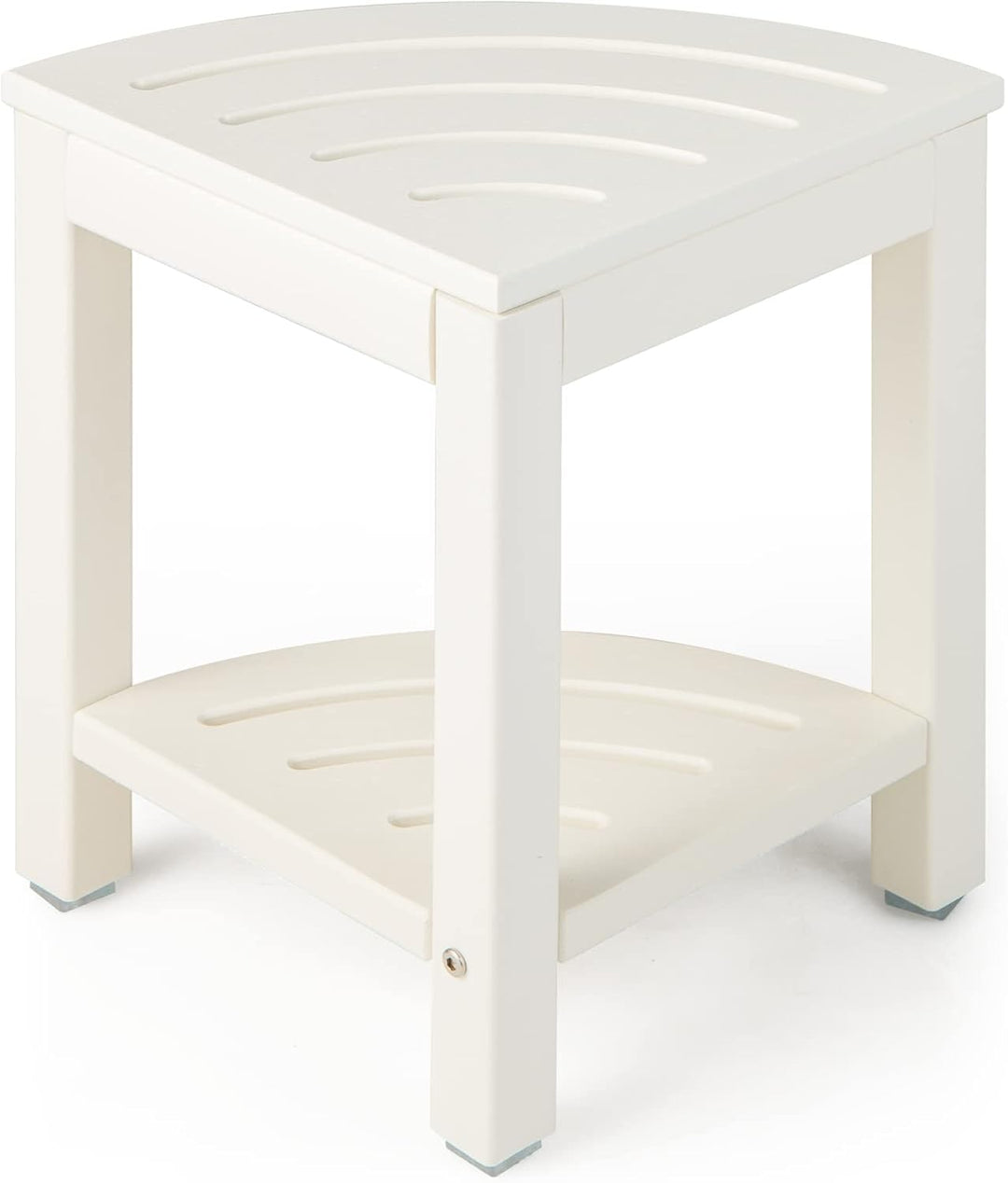 LIFEZEAL Eck Badhocker Duschhocher, Sitzhocker mit Ablage, Badezimmerhocker in Fächerform, Eckduschh