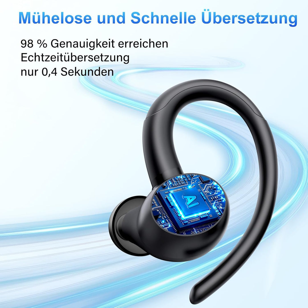 AI Kopfhörer Übersetzer, 3-in-1 Sprachübersetzer Ohrhörer 164 Sprachen mit App, 7 Übersetzungsmodi E
