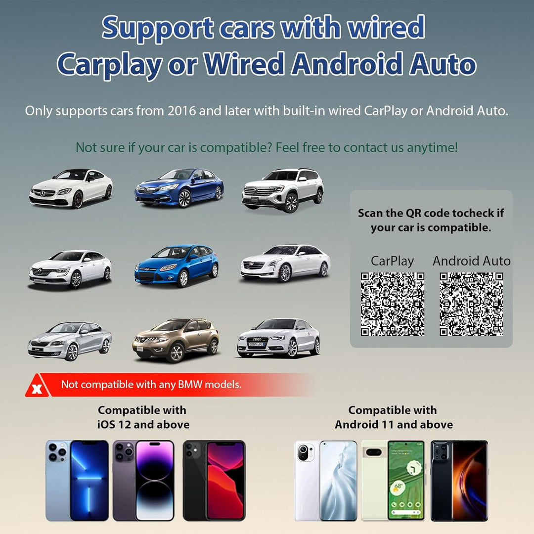 Mini USB Wireless CarPlay Adapter, Auto Multimedia Dongle, kabelloser Android Auto 2 in 1 Adapter, K