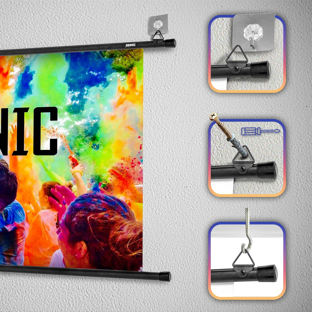 Duronic BPS40 16:9 Projektorleinwand, Beamerleinwand 40 Zoll, Heimkino mit 4K Full HD 3D, Rolloleinw