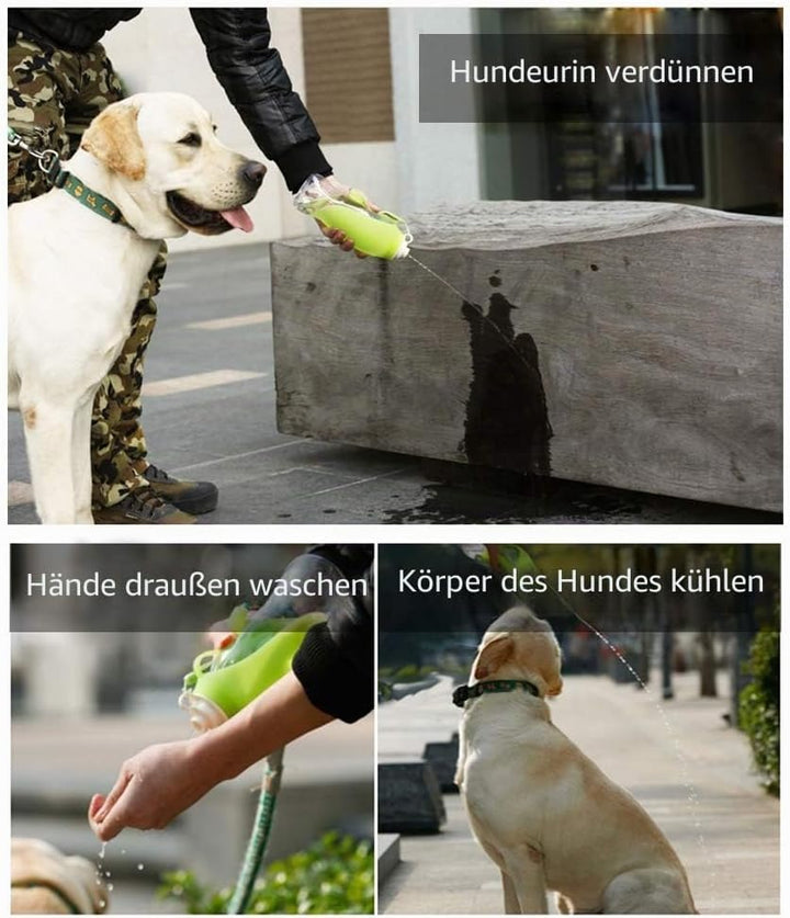 Hund Wasserflasche Reise Tragbar Hund Trinkflasche Unterwegs in Silikon für Outdoor (Schwarz), Schwa