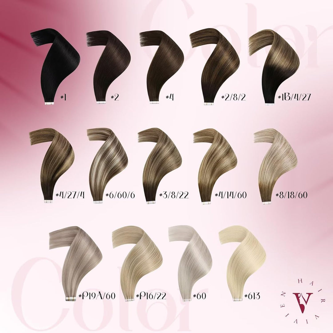 Vivien Echthaar Extensions Tape in Schwarz Ombre Haar 60 cm Extensions Echthaar Tape in Schwarz Bala