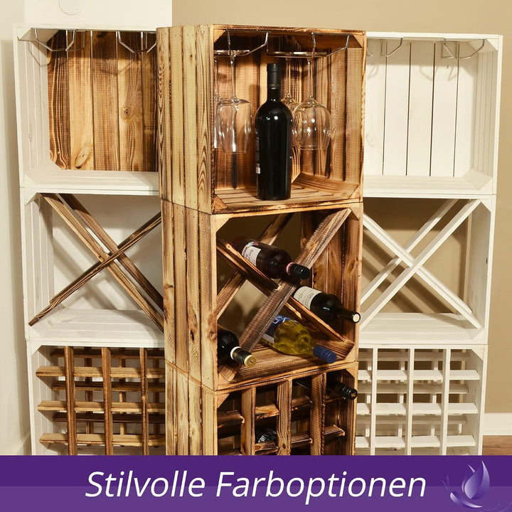 Weinregal Wino Set aus Holz - Greta Geflammt Komboset