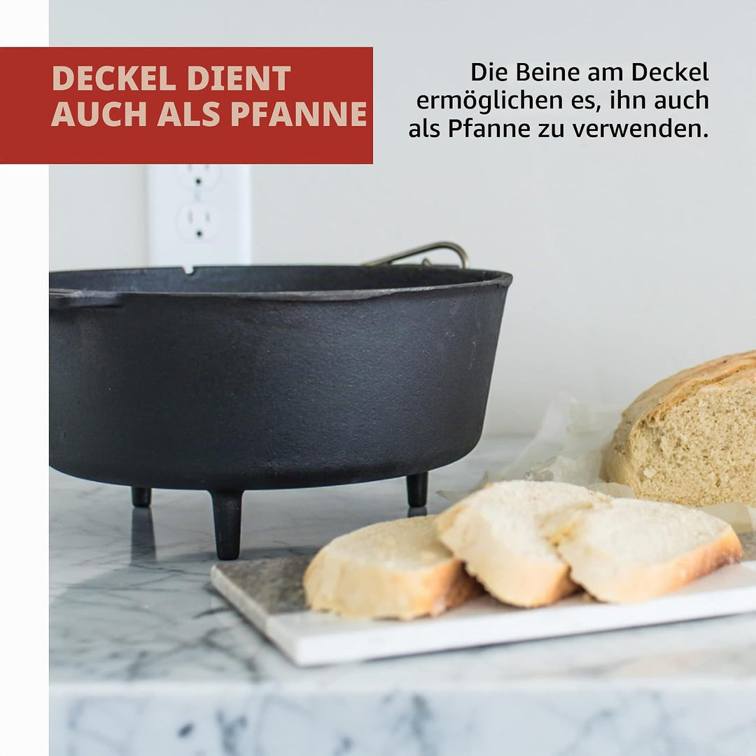 Camp Chef Schmortopf aus Gusseisen mit Deckel und Deckelheber, 35,6 cm, DO14